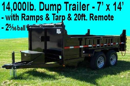 Dump Trailer 14,000lbs. with ramps if loading equipment