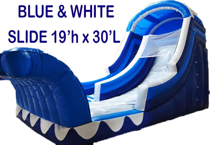 19' Blue & White Water Slide with Rock Wall
