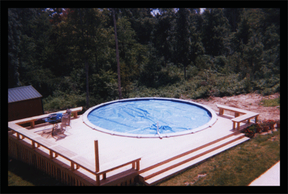 Building decks and fences around pool areas with bench seating for a nice area outside the pool. Building decks and fences around pool areas with bench seating for a nice area outside the pool.