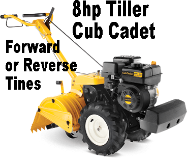 Rear Tine Tiller 8hp with forward or reverse